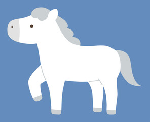 かわいい白馬のベクターイラスト。干支、十二支、ゆるい、うま、午年、年賀状	