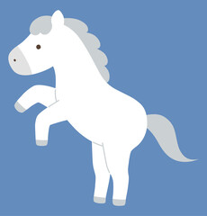かわいい白馬のベクターイラスト。干支、十二支、ゆるい、うま、午年、年賀状	