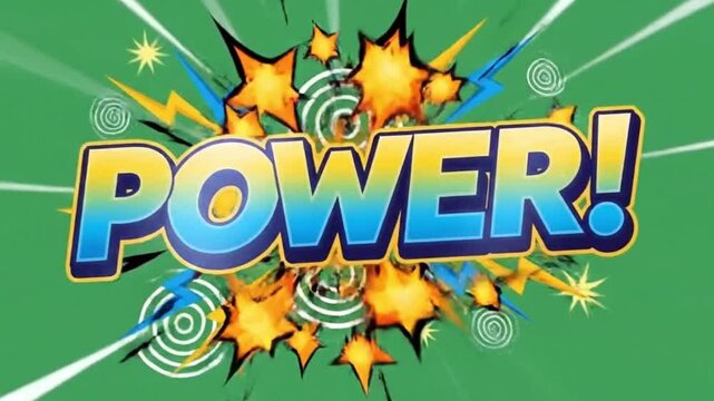 Dynamic Comic Book Style Power Text Animation Loop.