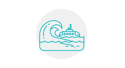 Submarine Navigating Through A Giant Crashing Wave.