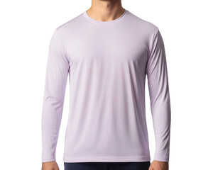 Trendy man wearing stylish long sleeve shirt, perfect for casual wear or athletic activities, comfort and versatility