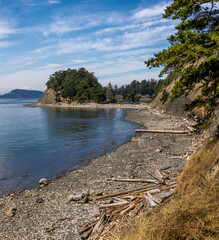 Gorgeous views of the San Juan Islands area from cliff hikes on Sucia Island Marine Park in Washington State.