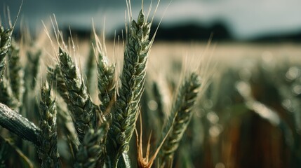 Fototapeta premium Golden wheat field in summer, agriculture and nature background, countryside harvest season
