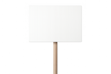 Blank protest sign or placard on wooden stick, preparing for demonstration, transparent background for message mock-up