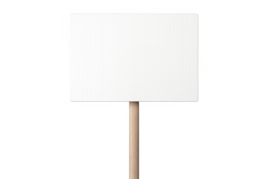 Blank protest sign or placard on wooden stick, preparing for demonstration, transparent background for message mock-up - Powered by Adobe