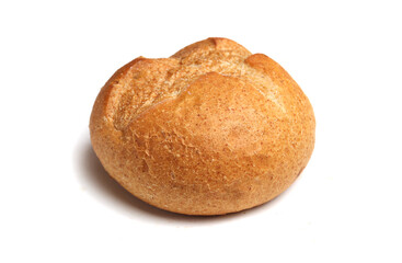 German Kaiser roll on a white background