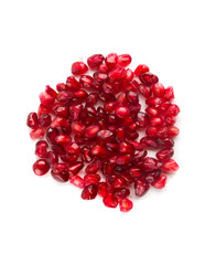 pomegranate seeds on a white background