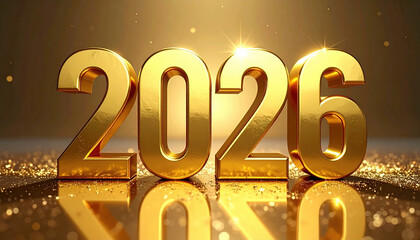 Golden 2026 numbers shine brightly against sparkling background, symbolizing celebration and anticipation for new year. image conveys sense of festivity and optimism