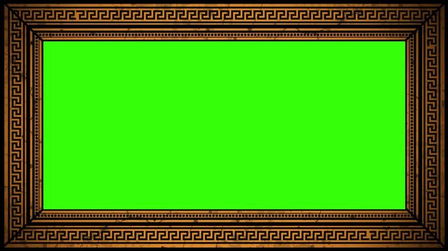 ancient greek orange and black amphora style frame with patterns