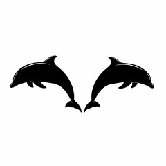 vector silhouette of a dolphin on a white background