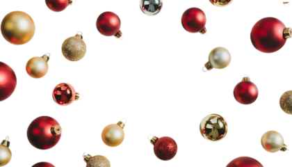 Colorful Christmas Balls Ornaments. Transparent background