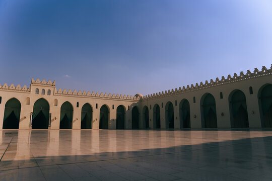 Courtyard Arches of Al Hakim mosque in Cairo