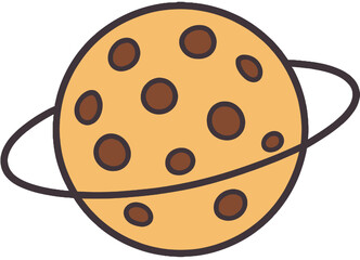 Cartoon Planet Cookie with Chocolate Chips and Saturn Ring