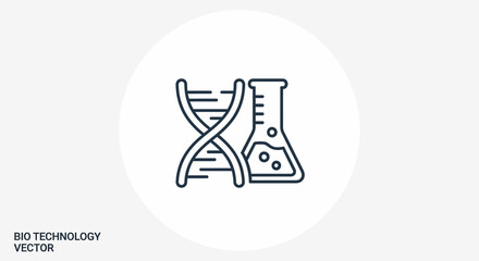 Biotechnology DNA Helix and Flask Icon Representing Science.