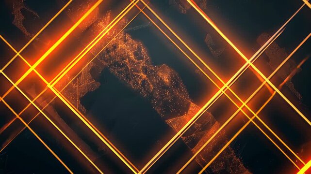 Geometric Neon Light in Dark Setting: An eye-catching abstract pattern is formed by radiant neon lights, illuminating a dark expanse.