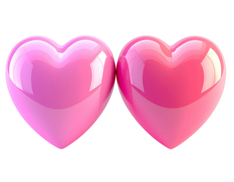 Two glossy pink hearts side by side - Powered by Adobe