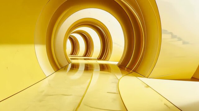 Golden Corridor: An inviting perspective through a sleek, illuminated corridor, bathed in golden light, evoking a sense of forward momentum and anticipation. 