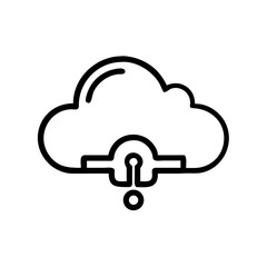 A Simple and Clear Cloud Icon with Security Lock