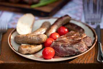 Grilled Meat Sausages Outdoor Dining
