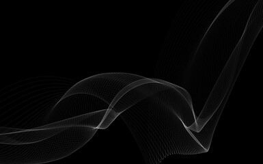 Dark abstract background with a glowing abstract waves
