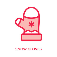 Snow Gloves Icon Lineal Red Style. Vector Illustration For Graphic Design