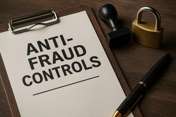 Anti-fraud controls on a clipboard for the concept of business.