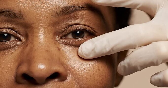 Female Endolift for Periorbital Wrinkles and Crow's Feet. Eye rejuvenation, aesthetics.