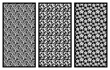Set collections Black and White Ornamental Seamless Pattern for CNC Laser Cutting, Engraving, and Decorative Panel Design. Geometric Floral Abstract Vector EPS File