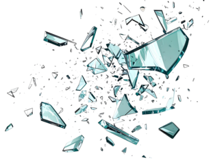 Shattered fragments exploding outward in all directions