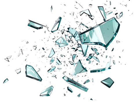 Shattered fragments exploding outward in all directions