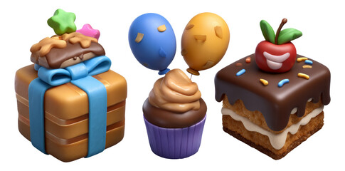 Colorful Sweet Treats with Cupcakes and Gifts for Celebration and Joyful Occasions