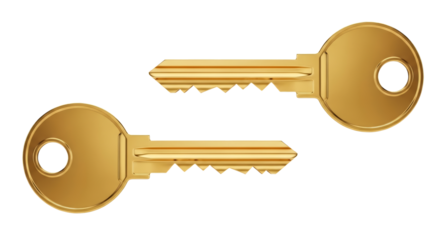 Two shiny golden keys facing opposite directions