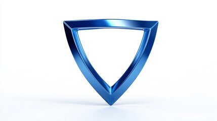 Sleek blue metallic shield emblem on white background