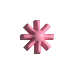 3d rendering of a soft, pliable, pink, abstract geometric shape with eight cylindrical protrusions