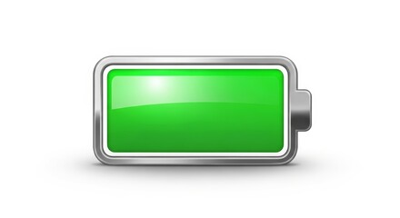 Green battery icon illustrating full charge and power energy storage