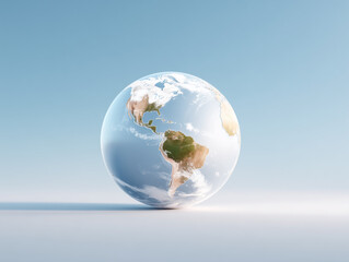 View of Earth from space highlighting continents and oceans in a clear sky setting during daylight hours