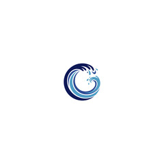 Letter o with waves logo icon flat vector design. 