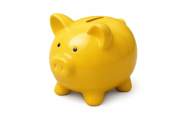 Yellow piggy bank representing personal savings, financial security, cash flow management, budgeting, and future investments