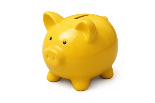 Yellow piggy bank representing personal savings, financial security, cash flow management, budgeting, and future investments - Powered by Adobe