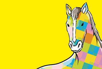 年賀状, 午年, 馬, 午, 謹賀新年, 和風, 和柄, 筆文字, 文字, 手書き, ハッピーニューイヤー