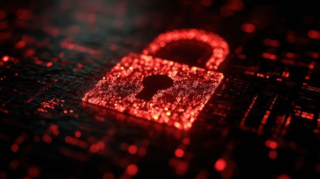 Glowing Padlock Turning Red on a Digital Screen Symbolizes the Impact of Ransomware Attacks on Cybersecurity