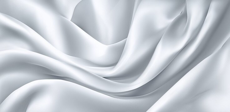 Satin silver wavy abstract luxury elegant smooth fabric soft texture white background concept