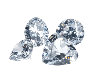 Sparkling gemstones, various cuts, isolated on black