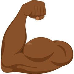 Flexed Bicep Muscle Dark Skin Tone Symbol Transparent Background Vector Illustration