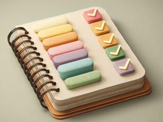 Colorful Sticky Notes on a Notebook with Checkmarks for Organization