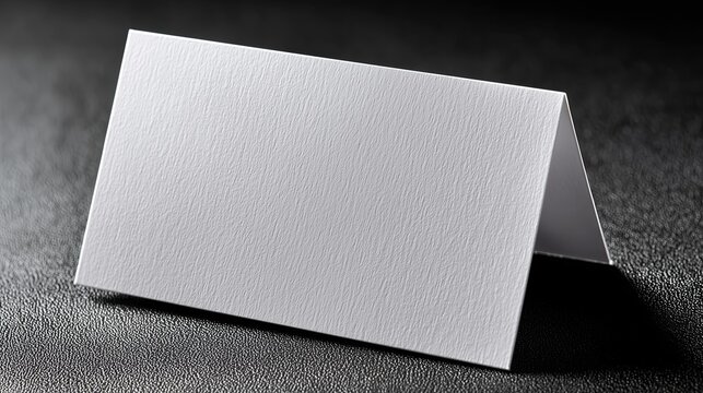 Blank white business card on matte black surface, minimalist corporate branding mockup
