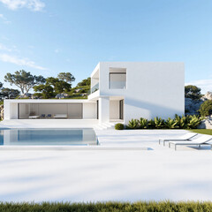 white house with blue sky