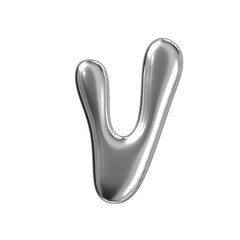 Y2K Groovy Chrome Letter V