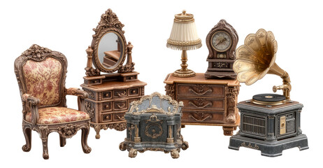 Vintage Collection of Antique Furniture and Objects with Elegant Designs