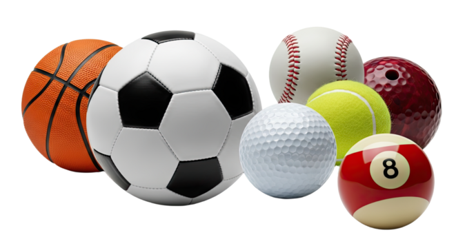 Collection of Various Sports Balls for Recreation and Play 4.